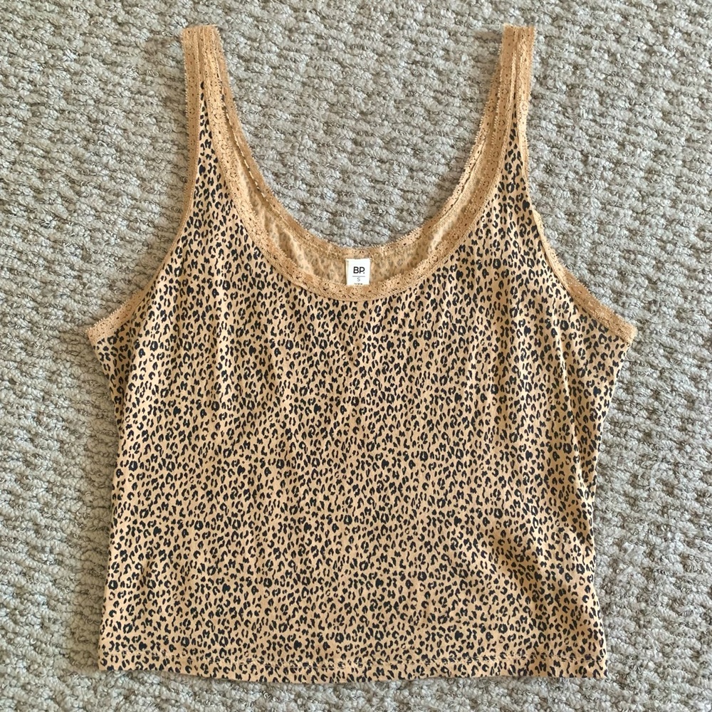 BP. Cheetah print tank with lace trim: Size small
